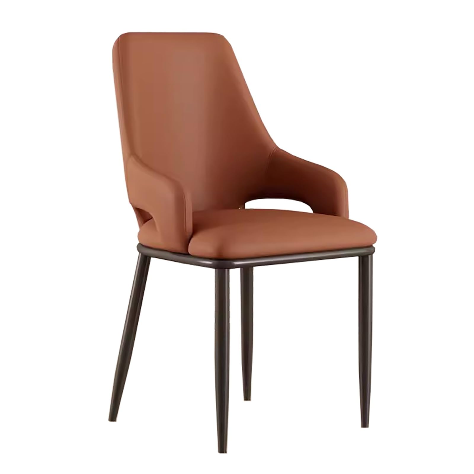 Mid Century Modern Orange Upholstered Dining Chairs Set of 2 for Living Room and Kitchen Metal Legs Armchairs