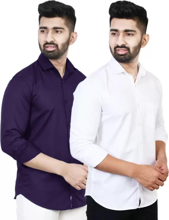 Image of Tee Projekt Premium Plain Cotton Shirt for Men | Cotton Shirt | Casual Shirt | Solid Shirt | Full Sleeves | Formal Shirt