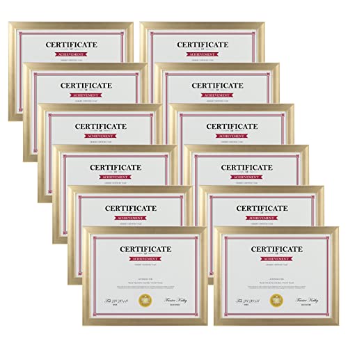Giftgarden 8.5X11 Picture Frame Gold Set Of 12, Multi Modern 8.5 X 11 Frames Bulk For Award Certificate Document Diploma, Wall Or Tabletop Display #TOP8