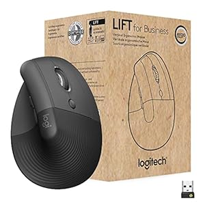 Logitech Lift for Business, mouse ergonómico vertical, inalámbrico, Bluetooth o seguro Logi Bolt USB, clics silenciosos, certificado globalmente, Windows/Mac/Chrome/Linux – Grafito (renovado)