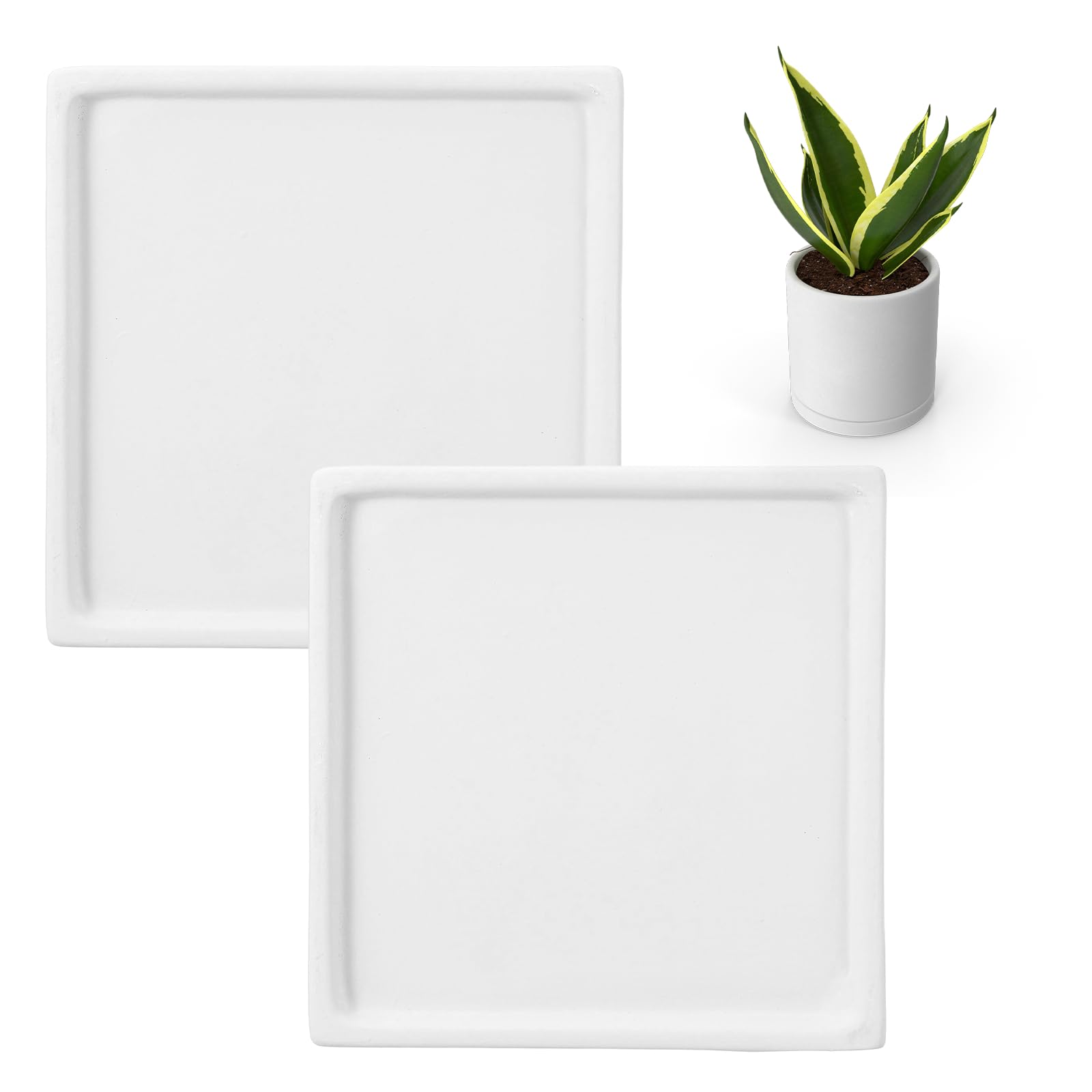 Soucoupe de fleur carrée en céramique blanche uxcell contre les fuites d'eau des pots de 12 cm