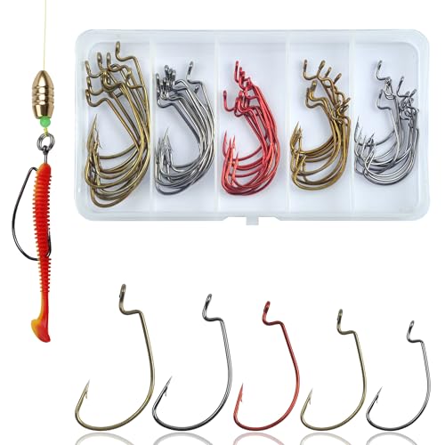 50stk Angelhaken Set Offset Worm Dropshot Haken für Gummiköder, Offsethaken für Gummifische, Wide Gap Angelhaken für Jigs 50stk Angelhaken Set Offset Worm Dropshot Haken für Gummiköder, Offsethaken für Gummifische, Wide Gap Angelhaken für Jigs