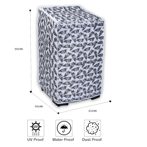 Image of Classic Top Load Washing Machine Cover Suitable for IFB Back Panel 8 Kg, 8.5 Kg, 9 Kg, 9.5 Kg, 10 Kg, 10.5 Kg, 11 Kg, 11.5 Kg, 12 Kg (66cmsX63cmsX99cms, Black & White)
