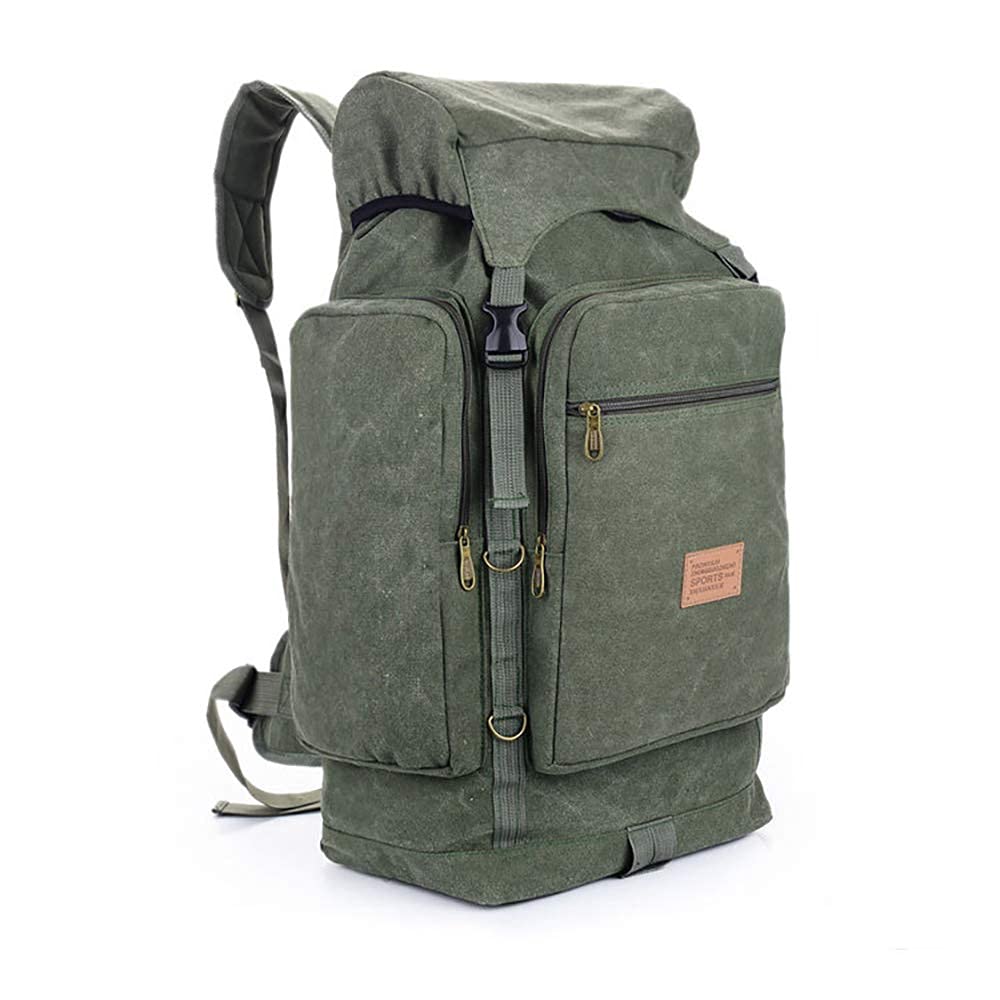 F FABOBJECTS® 80L / 60L Retro Durable Large Backpack, Hiker Backpack, Camping Luggage Rucksack For Men Women,ArmyGreen L