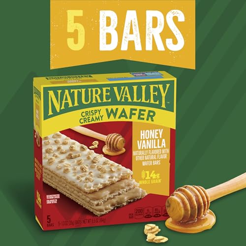Image of Nature Valley Crispy Creamy Wafer Bars, Honey Vanilla, Whole Grain, 6.5 oz, 5 Bars, (Pack of 6)