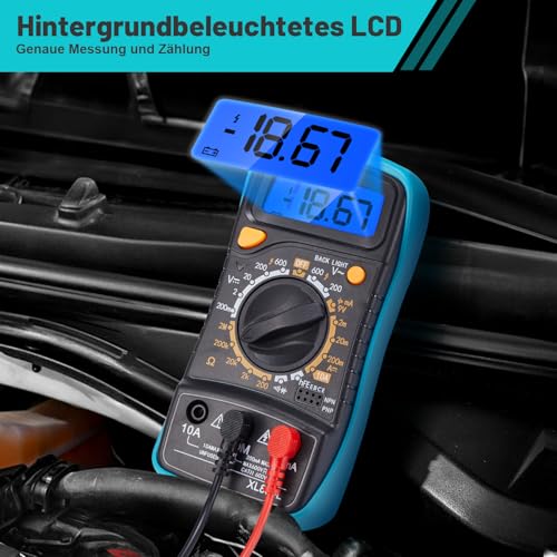 Mini Digital Multimeter Digitalmultimeter für Spannung AC/DC Spannung, Diode und Mehr mit Kapazitäts-, Frequenz- und Diodentest, Voltmeter Messgerät Digital Brovamo Mini i11