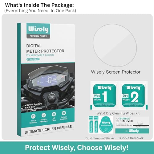 Image of Wisely Pack 2 - Screen Guard Compatible for YAMAHA XSR 155 (2025) Bike - TFT Display Digital Meter Protector - HD Clear, Full Cover - Easy Installation Kit - XSR155 Instrument Cluster Accessories