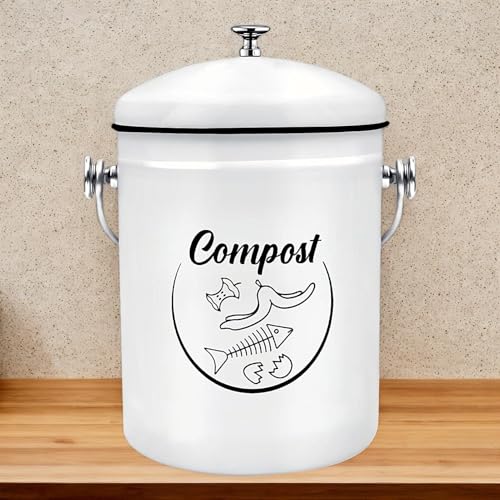 Contenedor de compost de cocina compacto de 5L con cubo sellado y protección total antiolor 4