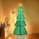 Lighted Christmas Tree Foldable Pop up Yard Decor, Outdoor Indoor Holiday Decorations with LED...