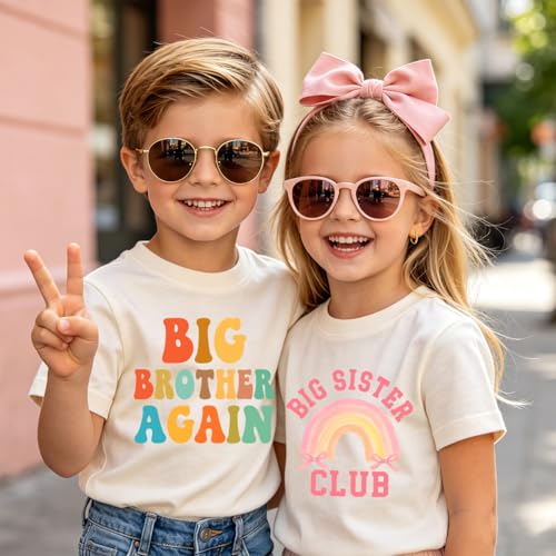 Image of Biggest /Bigger /Big Sister Shirt for Toddler Girls Cotton Short Sleeve Tshirts Announcement Outfits 2-10 Years