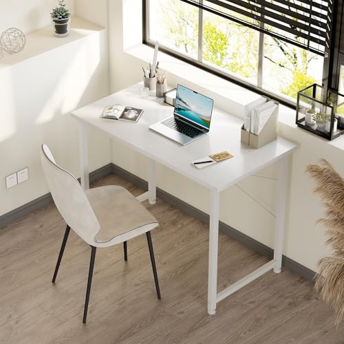 ODK Kleiner Schreibtisch, 80×40cm Computertisch Bürotisch, Schreibtisch Klein Weiß Arbeitszimmer Holz PC Tisch Officetisch Für Home, Office