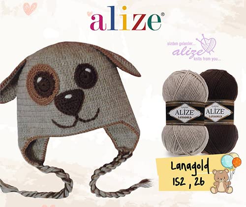 Alize 5 x 100 g Lanagold Classic Turkish Premium Wool Cotton and Acrylic Plain Hand Knitting Yarn Yarn Knitting Yarn Plain Baby for Crochet Knitting Clothing Scarves (Powder - Image 3