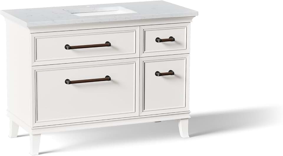 Kohler CM29481-BD4-ATL Artifacts™ 48" Bathroom Vanity Cabinet with Sink and Quartz top, Linen White