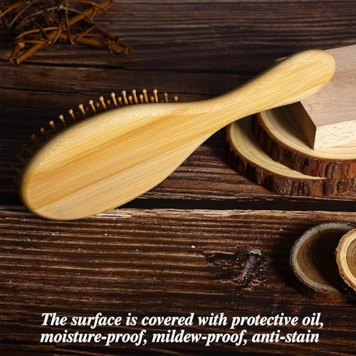 Image of inchBamboo Paddle Hair Brush - Natural Wood Comb for Hair Loss & Scalp Massage, Anti-Static Detangler Hairbrush for Men & Women, Healthy Hair Care & Styling Tool inch
