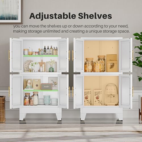 Image of winiowa 47 inch Tall Kitchen Pantry Cabinet, Metal Storage Cabinet with Doors and Adjustable Shelves, White Freestanding Pantry Cabinet for Kitchen, Dining Room, Living Room, Laundry Room, Bathroom