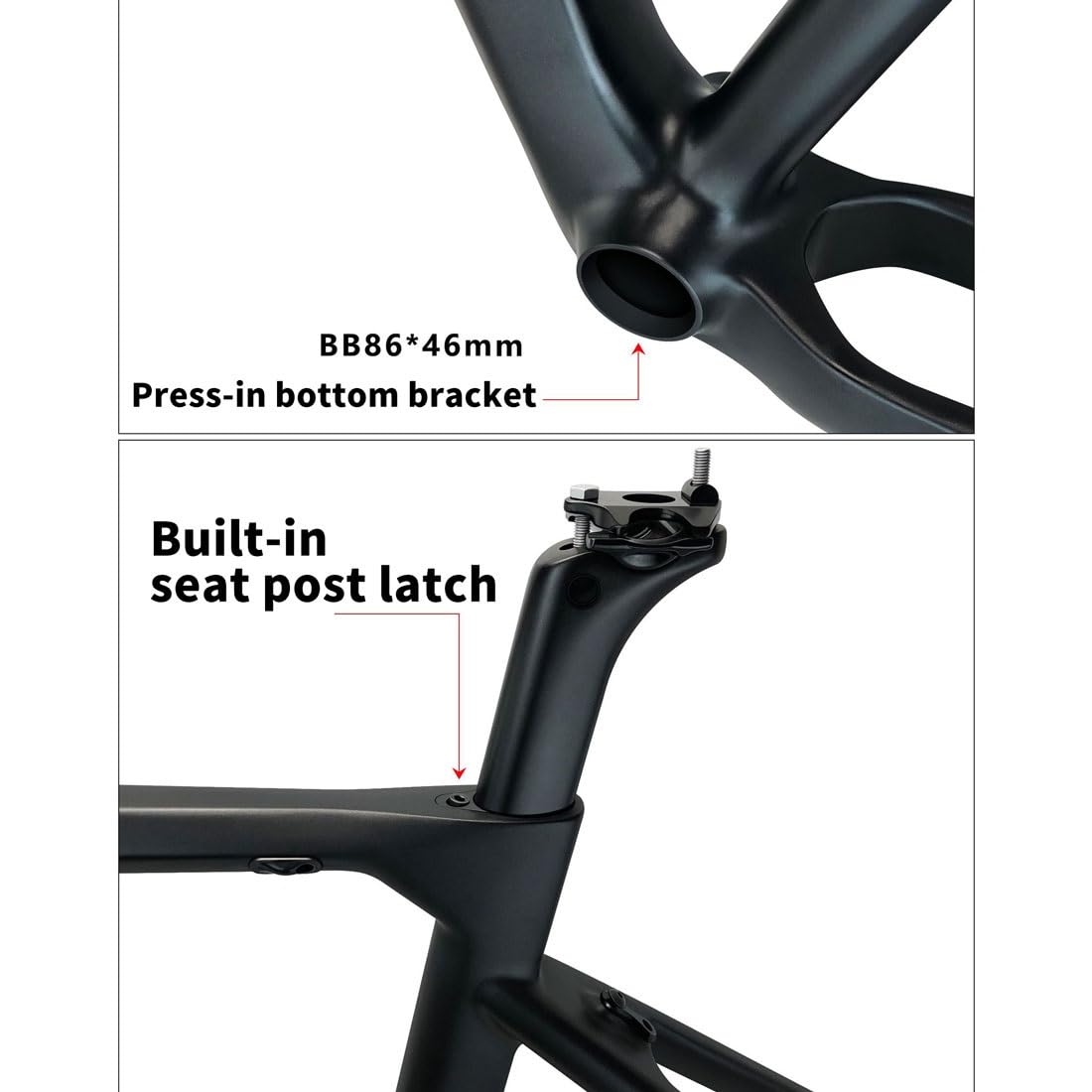700C Carbonio Telaio per Bici da Corsa 46/48/50/52cm Freno C Vento Rotto Telaio Bici QR 100mm/130mm Leggero Set Telaio Bicicletta Percorso Interno Completo (Size : 48CM)