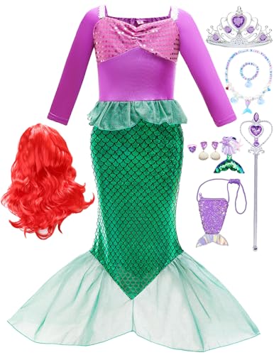 Disfraz completo de sirena para niñas 2-8 años