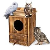Owl Houses for Outdoors， 16.1x11.8x9.5 inch Large Carbonized Barred Owl Nesting Box, Waterproof & Ventilated Design, Ideal for Owls, Wildlife, Garden Decoration