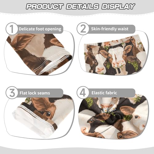 Wusikd Cute Calves Girls' Leggings Toddler Doodles Flowers Kids Yoga Pants Dance Active Tights 4T3