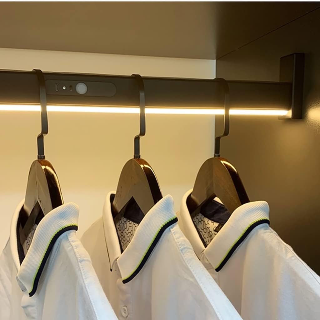 Appendiabiti - Asta Appendiabiti Da 40 Cm A 130 Cm, Appendiabitis Intelligente Con Sensore A Infrarossi, Asta Appendiabitis Con Illuminazione A LED, Astas Lunga In Acciaio Inossidabile Nero(600mm)