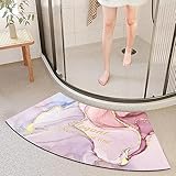 ZLSXAOASP Tapis de Douche d'angle à séchage Rapide avec Dessous antidérapant, Lavable en Machine, Forme incurvée, pour Salle de Bain et Douche, Dimensions : 45 x 100 cm