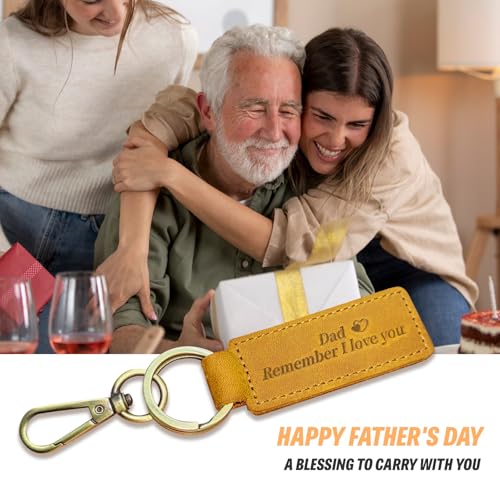 Image of Dad Keychain - Remember I Love You Dad, Leather Keychain for Father from Daughter or Son