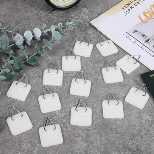Image of Grevosea 20 Pcs Adhesive Plate Hangers, Picture Hangers Without Nails Picture Hanging Hooks Wall Plate Hanger Holders for Displaying Decorative Plates and Wall Art (Square)