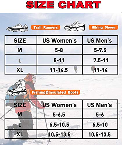 EnergeticSky 24 Spikes Crampons Ice Cleats Traction Snow Grips for Boots Shoes,Anti-Slip Stainless Steel Spikes,Microspikes for Hiking Fishing Walking Climbing Jogging Mountaineering.