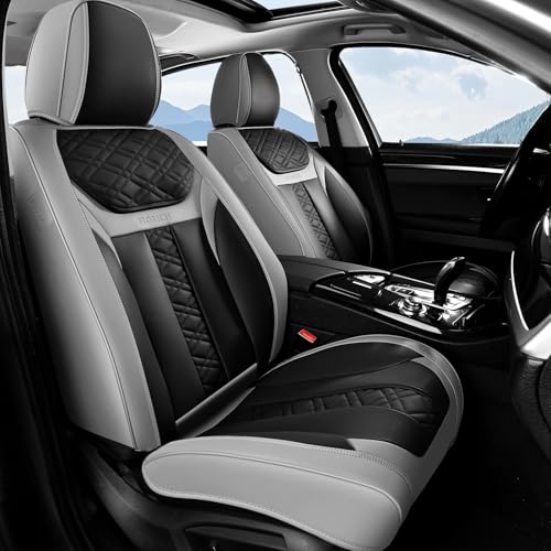 Image of FLORICH Seat Covers, Front Seat Covers 2 PCs, Automotive Seat Cover for Cars, Luxury Leather Universal Seat Cover Accessories Fit for Most Cars SUV Truck Sedans(Grey)