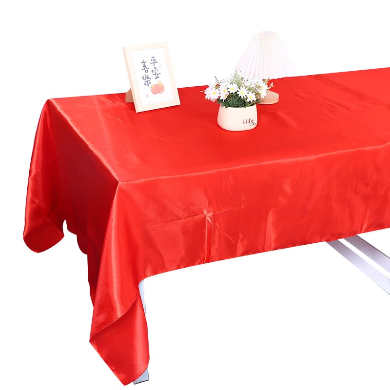 JIUERYY Tovaglia in Raso per Banchetto di Nozze Banchetto Evento Decorazione Battesimo, Rosso, 228x335CM