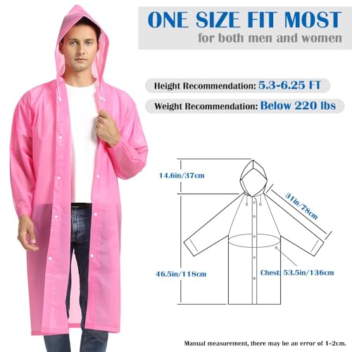 Image of Opret Portable EVA Raincoats for Adults, Reusable Rain Ponchos with Hoods and Sleeves Lightweight Raincoats, 2 Pack