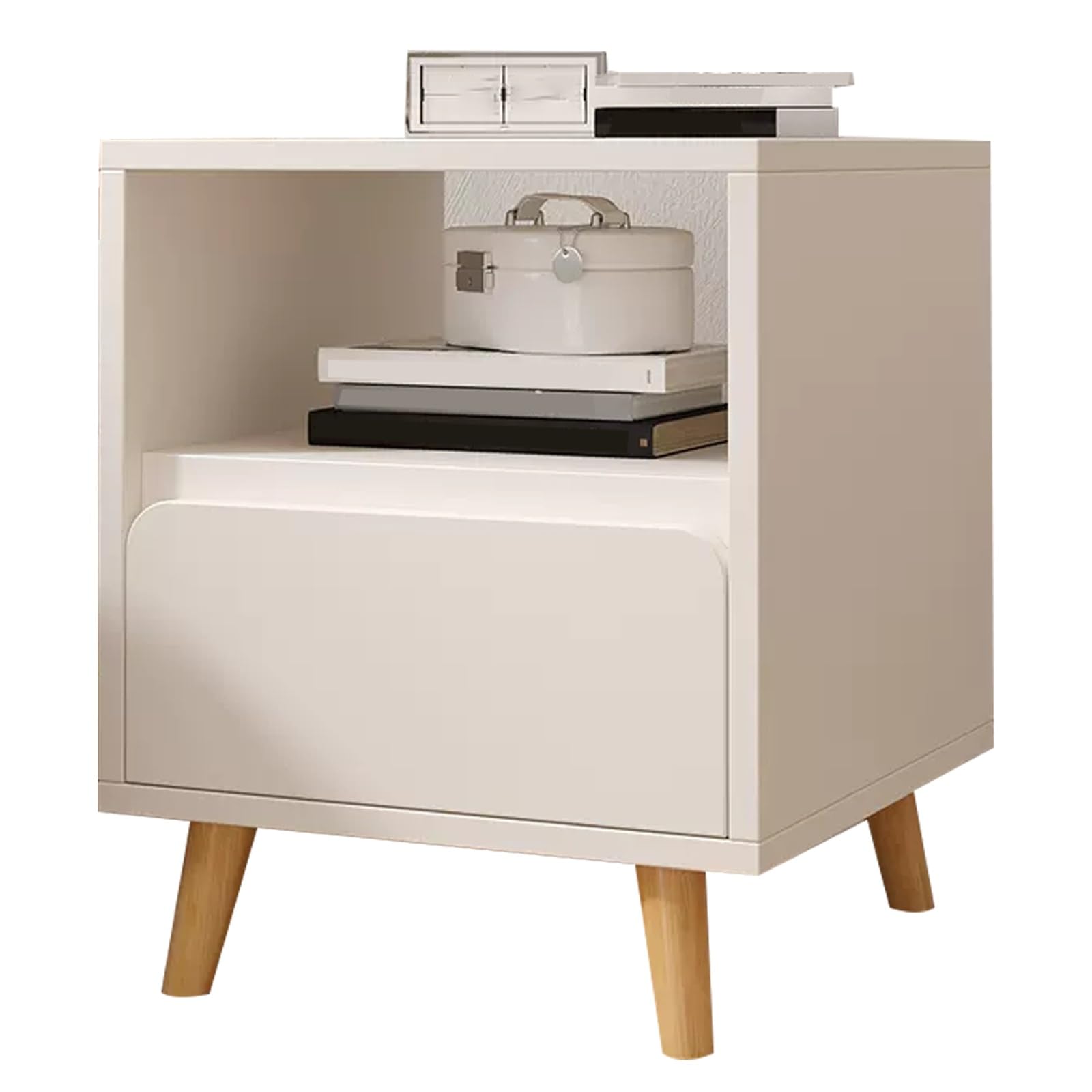 Table de chevet multifonction bois blanc salon chambre et meuble d'appoint avec rangement