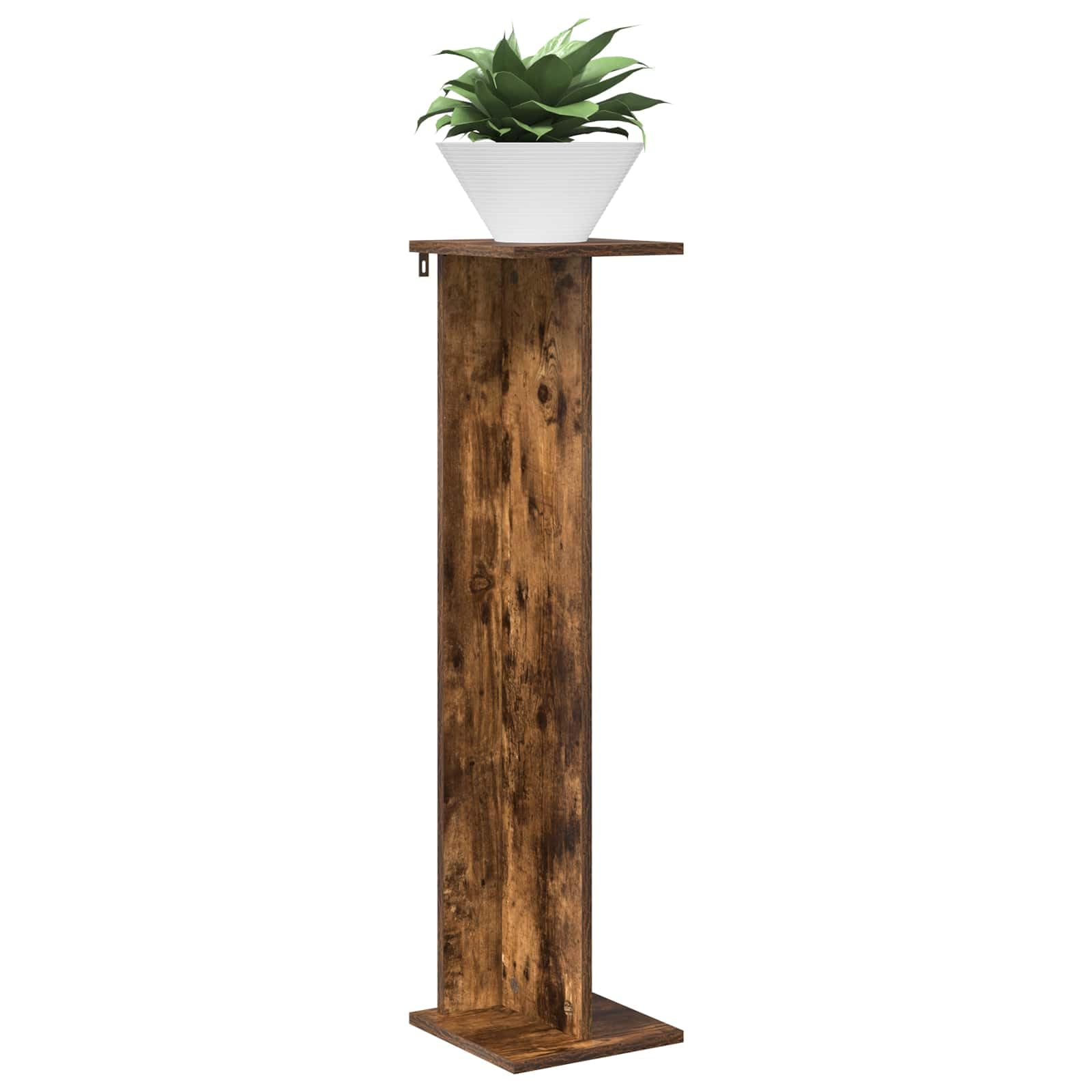Hothingwell Stojak na rośliny 2 poziomy Dąb wędzony 25 x 25,5 x 100,5 cm
