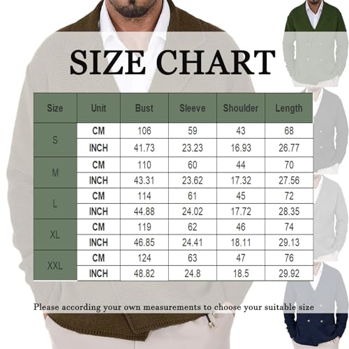 ADHOWBEW Men's Cardigan Sweaters Long Sleeve Casual Fashion Big and Tall Cable Knit Stand Collar Warm Sweaters3