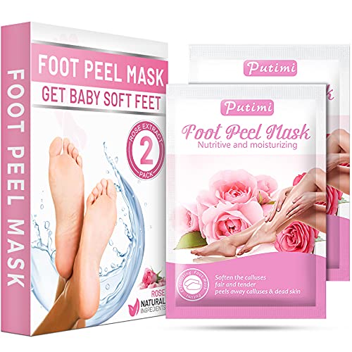 Foot Peel Mask 2 Pack Exfoliating Foot Mask for Callus and Dry Dead Skin Repair Rough Heels Get Baby Soft Smooth Touch Feet for Man Woman ( Rose )