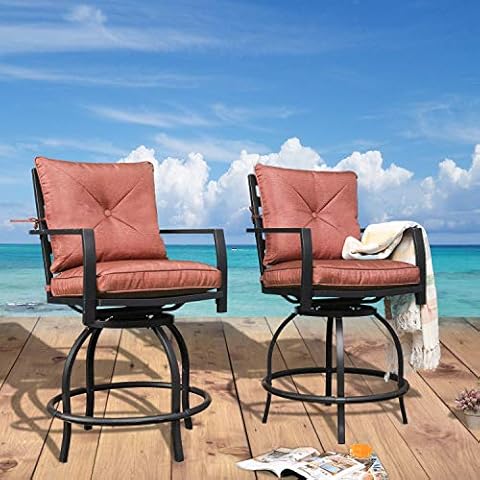 LOKATSE HOME Outdoor Swivel Chair Set with Cushions Cover