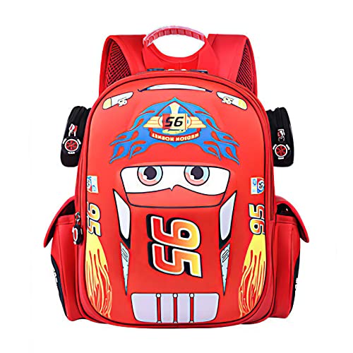 Kknqrz Kids Toddler Backpack Waterproof Cartoon Backpacks Truck Car Child Snack Schoolbag, 13Inch, Red #TOP24