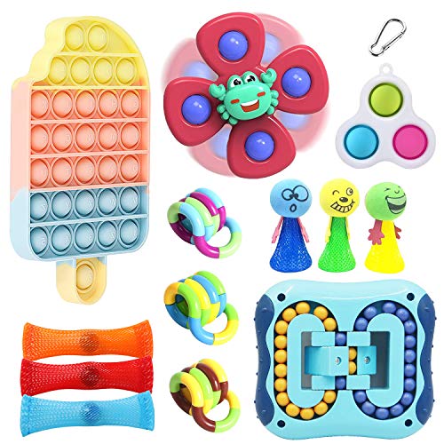 Sensorisches Fidget-Spielzeug-Set für Autismus ADHS-Menschen, Fidget Sensory Toys mit Pop Push Bubble Quetschbälle Stressbälle Angstabbau, Stressabbau und Anti-Angst-Geschenk für Kinder Erwachsene (A) Cover