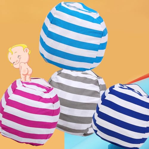 Sofá infantil de rayas grises para guardar peluches en el cuarto 6
