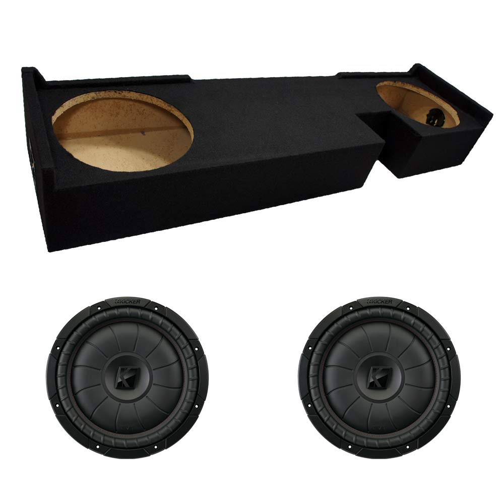 American Sound Connection Bundle Compatible with Ford F-150 00-03 Super Cab Truck Dual 12" Kicker C12 Subwoofer Sub Box Enclosure 600 Watts Peak