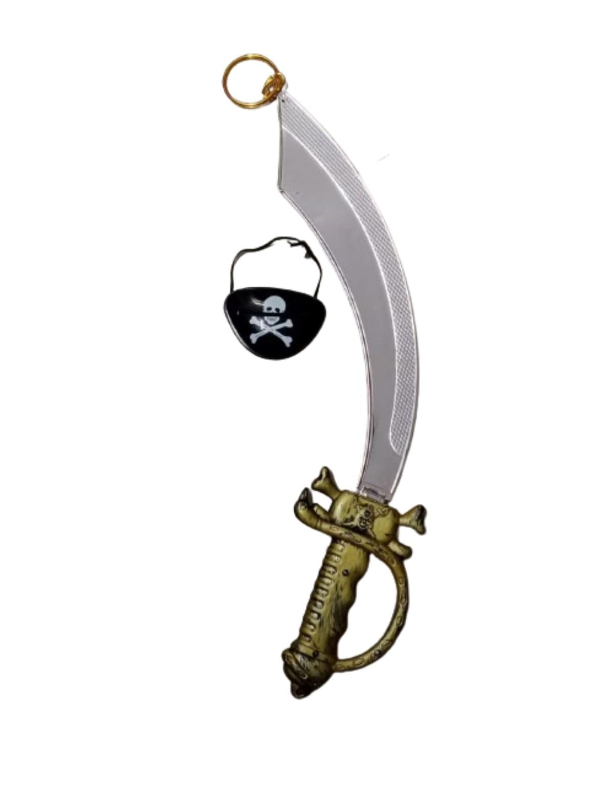 Pirate Cutlass Sword Eye Patch Earring Set Kids and Adults Fancy Dress Costume Accessory for Halloween Free Size