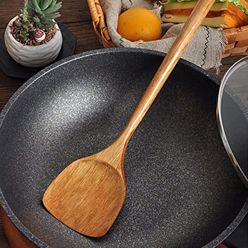 Image of Wooden Spatula,Slotted Turner,Soup Ladle,Long Handle Utensils Set,Handmade for Kitchen Cookware (Wooden Utensil 4 Sets)
