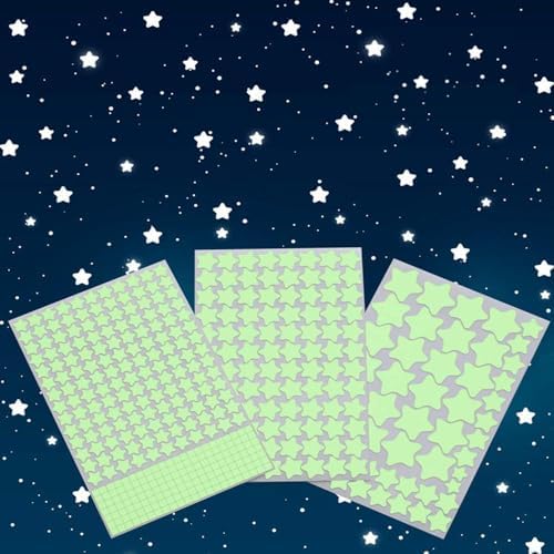Glow in The Dark Stars Wall Stickers,Ceiling Star,Glowing Stars for Ceiling and Wall Decals,Perfect for Kids Bedroom,Wall,Room Decor,Party Birthday Gift(452Pcs Green)