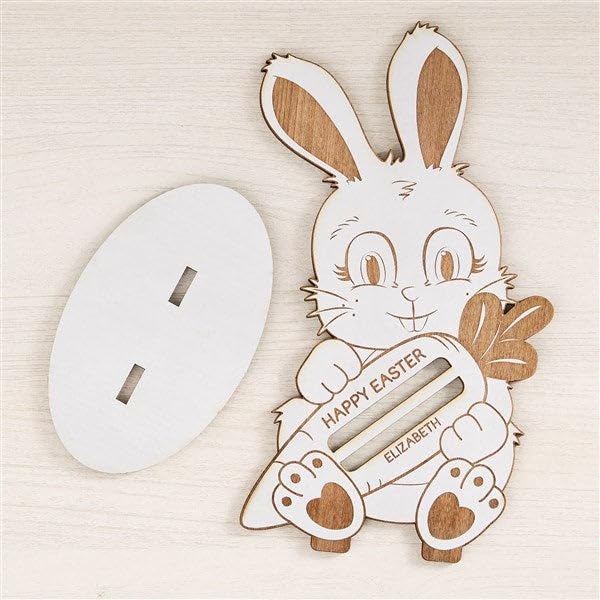 Personalization Universe Easter Bunny Wood Money Holder - Whitewash4