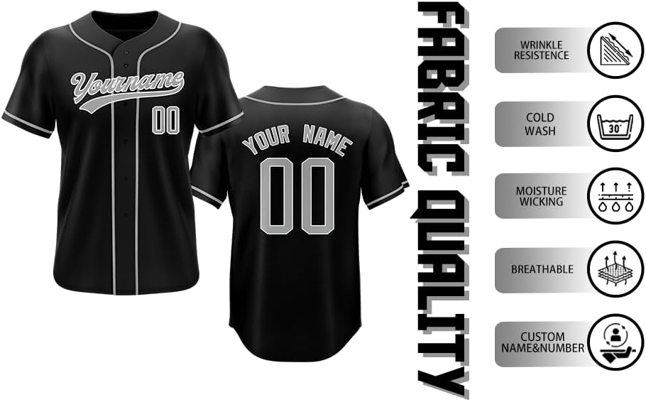 Custom Baseball Jersey Personalized Team Name Number Logo Stitched Printed Shirts Sports Uniform Gifts for Men Women Youth - Image 3