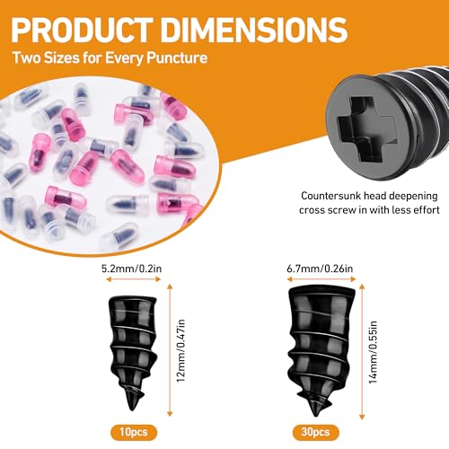 Image of 40 PCS Quick Fix Screw-in Tire Plug Kit with 2 Tubes of Sealant Glue