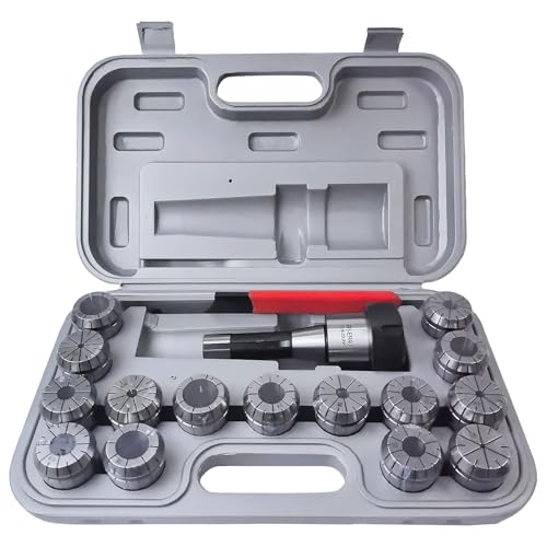 Kroshine R8 ER40 Collet Holder Set 17 PCS R8 End Mill ER40 Collet Chuck Kit for CNC Engraving Machine & Milling Lathe Tool (0.0004 Accuracy)
