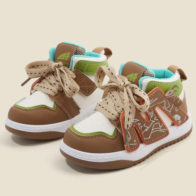 Kids Athletic Sneakers, High Top Design, Black White Mint Green, Sport Training Shoes2