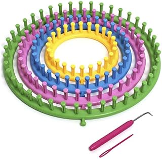 iGadgitz Home U6988 - Circular Knitting Loom, Knitting Circle, Round Loom Set (4 Sizes - 14cm|19cm|24cm|29cm) with Knitting Yarn Needle and Crochet Hook - Multi-Coloured