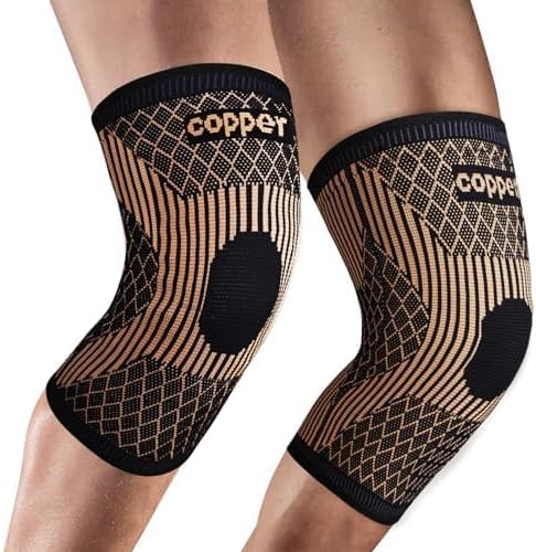 Knee Brace for Women & Men1 Pair, Copper Knee Braces for Knee Pain and Support, Copper Ions Fiber Compression Knee Sleeve for Running, Meniscus Tear, ACL, Joint Pain Relief (2, XXX-Large)